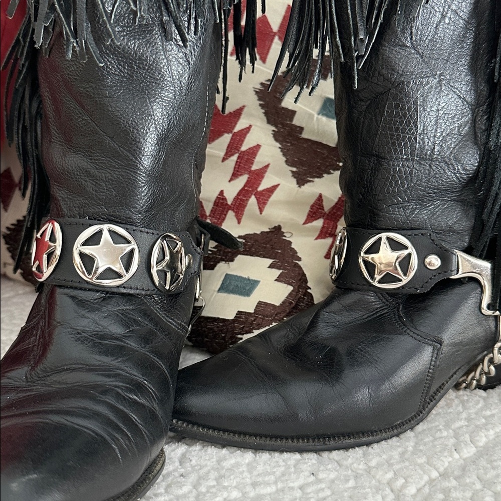 Bracelets Black & Silvertone Star-Leather Boot BRACELETS ONLY